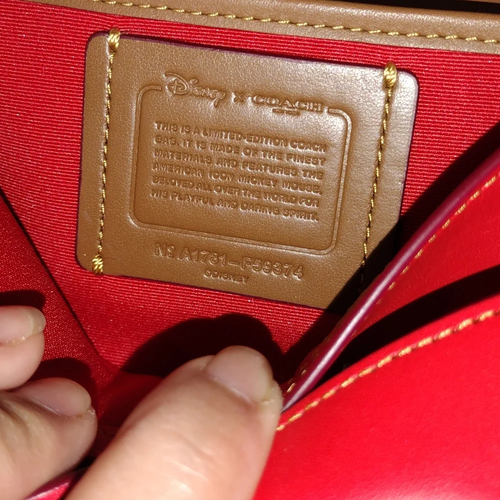 Coach x Disney Red Penny Crossbody with Mickey Mouse black sketched LIKE…
